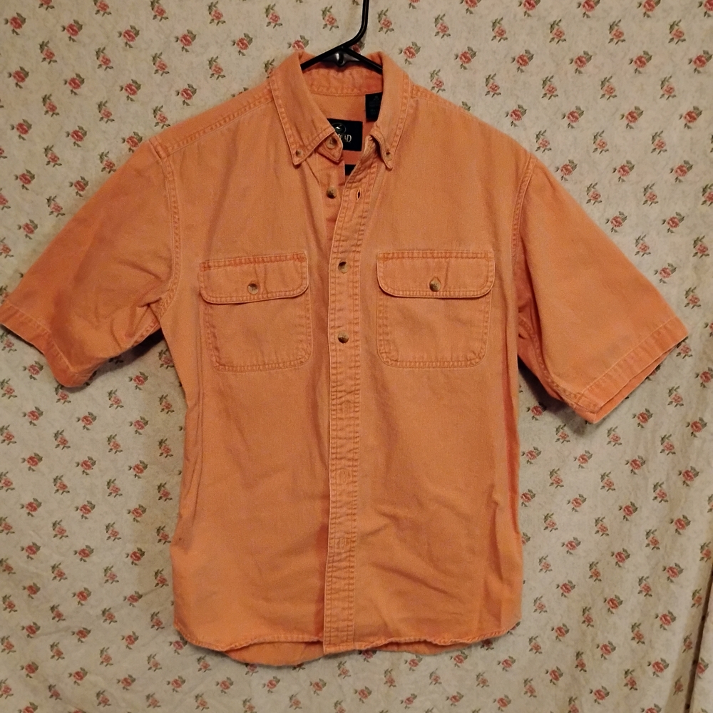 RedHead Men's Casual Orange Button Down Shirt